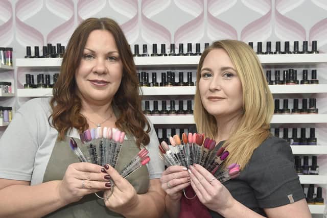 Pictured is: Katie Kirk, owner of Nail Logical and Becca Harman, beauty therapist.
Picture: Sarah Standing (191223-3746)