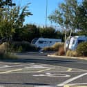 Travellers pictured at Portsmouth's park and ride site  in Tipner.