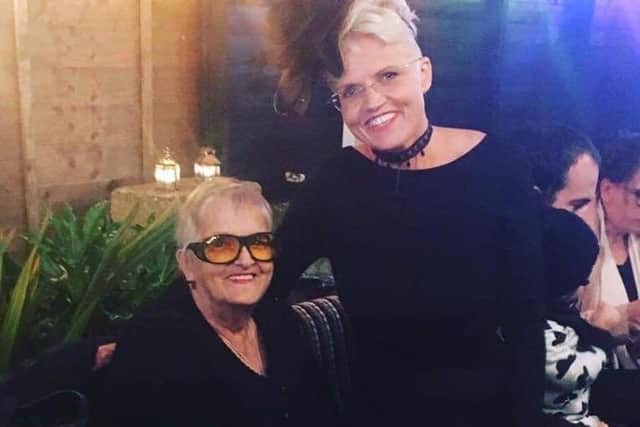 Ann Milligan, who has died from pneumonia and Covid-19, pictured with her daughter Lesley Meenaghan, who is warning people to stay at home. Picture: Lesley Meenaghan