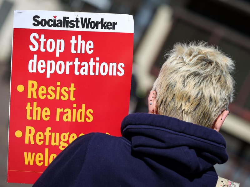 A Unity Rally, arranged by Stand Up To Racism Portsmouth, and a mass-deportation demonstration, arranged by UKIP, took place in Portsmouth's Guildhall on Saturday, March 15. Picture: Chris Moorhouse (150325-038)