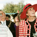 The Princess of Wales looks up at residents at Buckingham Green, Buckland, Portsmouth as their roar welcomes her, as she tours parts of Portsmouth after receiving the Honorary Freedom of the City on 16th October 1992