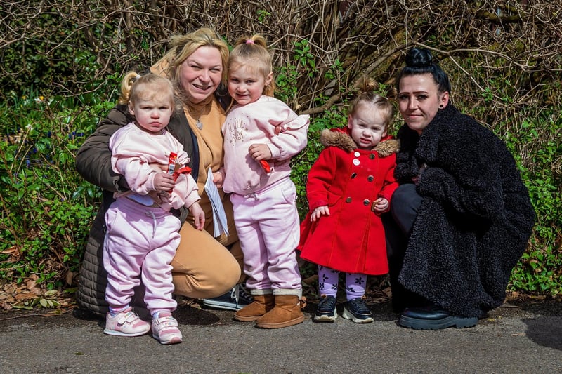 Daisy Jerams, two, Emma Paul, 30, Bella-Rose Jerams, three, Precious Paul, two, and Shona Paul, 27