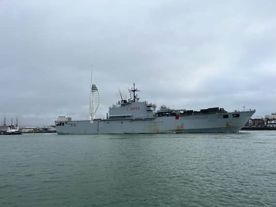 The IS San Giorgio leaving Portsmouth on February 17, 2024. Picture: Joan West