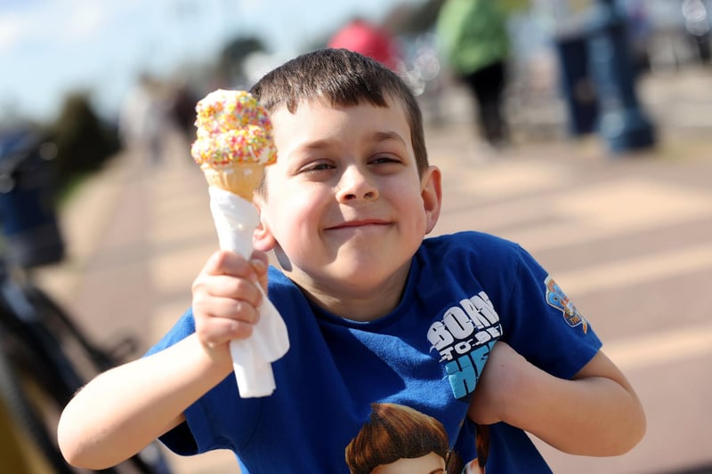 Jacob, 7, with ice cream