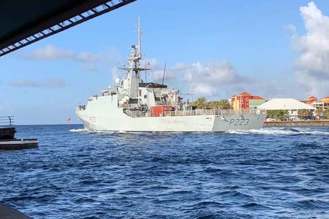 HMS Medway pictured leaving Curacao in the Caribbean. Photo: Royal Navy