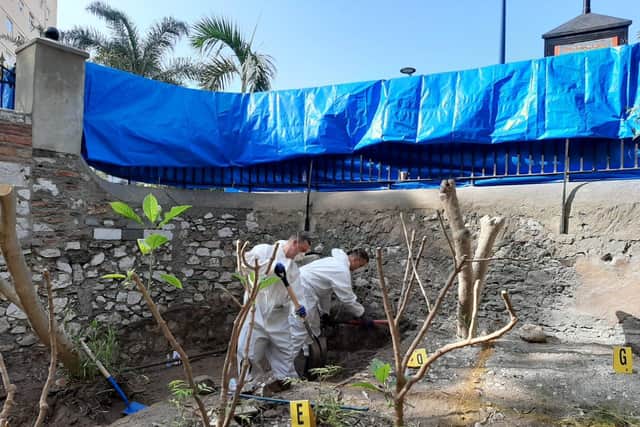 Royal Gibraltar Police search Trafalgar Cemetery at the British Overseas Territory after a new dig started on September 21 2020 in connection with the Hampshire police murder investigation into the death of Royal Navy radio operator Simon Parkes, who vanished in 1986. Picture: Hampshire police