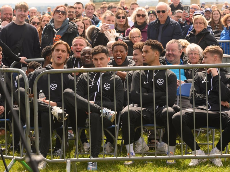 Pictured is: Pompey Players react to a highlights video played on the big screen.
Picture: Keith Woodland (280421-363)