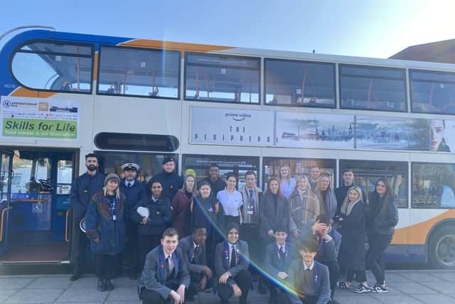 The Apprenticeship bus visits Portsmouth Academy, Fratton on Wednesday 8th February 2023.