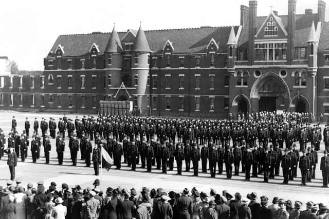 Portsmouth City policemen on parade at Victoria Barracks, Southsea, 1942.