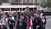 Protesters gather in Guildhall over the Palestine -Israel conflict. Pic: Habibur Rahman