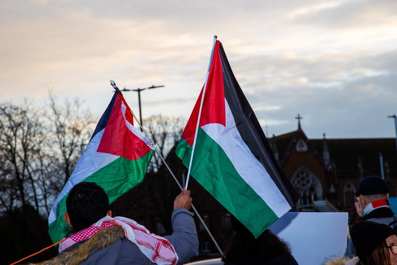 Demonstrators outside Unicorn Gate
Photos by Alex Shute