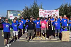 Postal workers in Copnor out on strike as part of a national day of action.  Photo: Mark Chapman