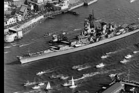 USS IOWA arrives in Portsmouth in 1986. In the summer of 1986 the battleship USS Iowa arrives in Portsmouth to to tumultuous welcome. Picture: Doug Barlow collection.