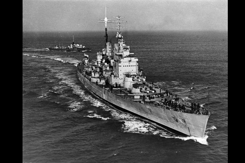 The Royal Navy "fast battleship" HMS Vanguard undergoes her shakedown sea trials in the Central Atlantic Ocean on 4 December 1946 whilst preparing to be a royal yacht to convey King George VI and the Royal Family on the first Royal Tour of South Africa by a reigning monarch the following year.  (Photo by Central Press/Hulton Archive/Getty Images).