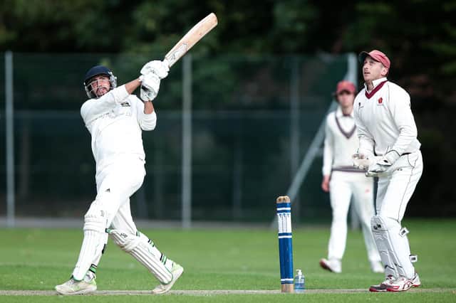 Fareham & Crofton batsman Sam Stoddart was caught off this stroke in his side's win against Havant 2nds. Picture: Chris Moorhouse