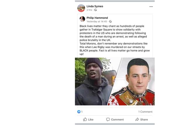 Tory councillor Linda Symes has come under fire for sharing and liking alleged racist posts on social media