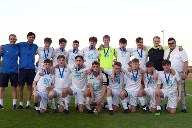 Henry Cort pictured after beating Admiral Lord Nelson at Fareham Tow's Cams Alders ground to win the Hampshire Year 10 Cup (2019/20). Picture: Neil Marshall