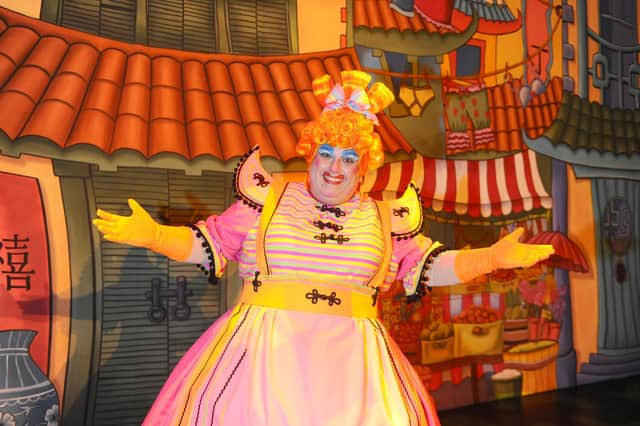 The Kings Theatre will be bringing back its pantomime this year after coronavirus lockdown. Pictured is: Jack Edwards as Widow Twankey from last year's production of Aladdin.
Picture: Sarah Standing (120819-2927)
