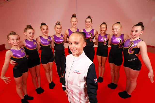 The Suki gymnastics squad including Sophie Emmett, front, who recently competed for Team GB in Bulgaria
Picture: Chris Moorhouse