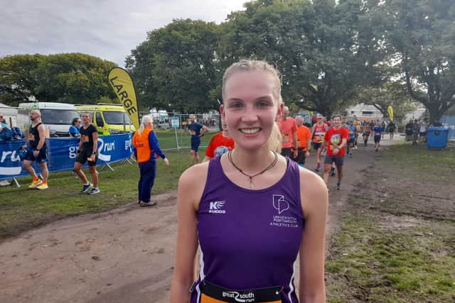 Freya Stanger, 20 from Portsmouth, after completing the 2022 Great South Run. Picture: David George