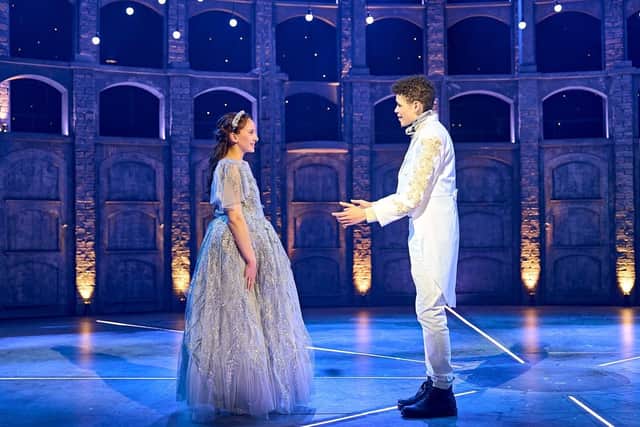 Annalise Bradbury (Cinderella) and Dominic Lacey (The Prince) in Chichester Festival Youth Theatre's Cinderella. Photo by Manuel Harlan