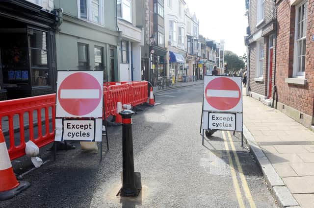 A section of Castle Road, Southsea, which has been pedestrianised to allow for social distancing. Picture: Sarah Standing (011020-4812)