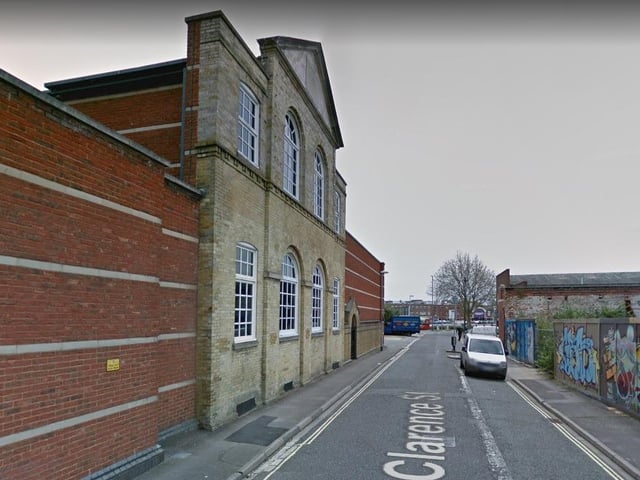 The old school facade in Clarence Street