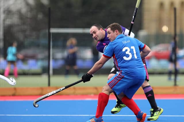 Pete Wingate, left, rescued a point for Portsmouth 4ths with the final goal of a 5-5 draw at Bournemouth. Picture: Chris Moorhouse.
