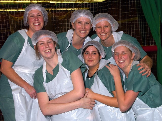 Chamelions, dressed as medics, prepare to take part in the 2004 BBC Children in Need Tournament at the Mountbatten Centre.