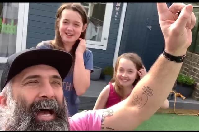 Grant Morris and family sing the Pompey Chimes on March 28 2020