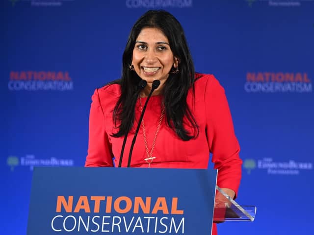 Home Secretary and Fareham MP Suella Braverman speaks during the National Conservatism Conference last Monday Picture: Leon Neal/Getty Images