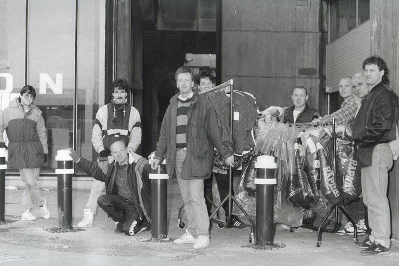 Bollards restricting market traders at the Tricorn, Portsmouth 1990. The News PP5239