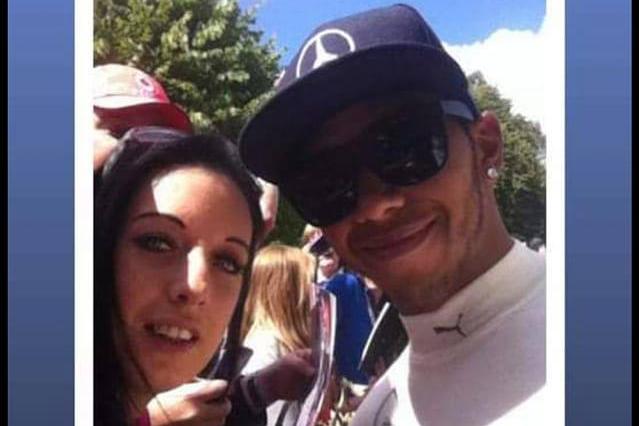 Jade Shelley with F1 driver Lewis Hamilton