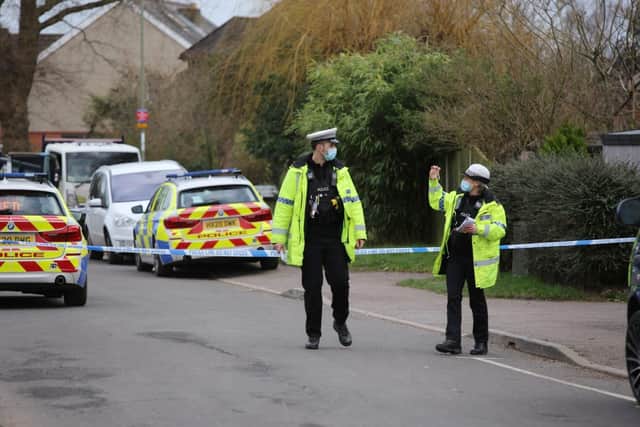 Police, firefighters and the ambulance service are in Anmore Road, Denmead, on February 25, 2021. Picture: Habibur Rahman