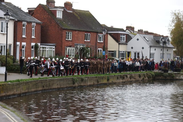 The remembrance parade heads through Emsworth