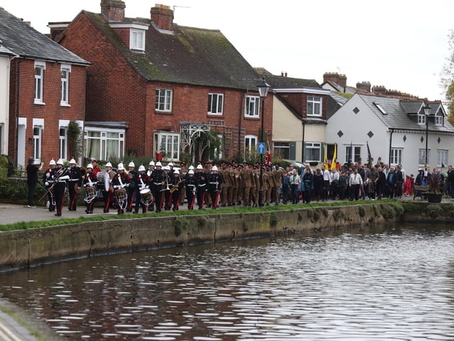 The remembrance parade heads through Emsworth