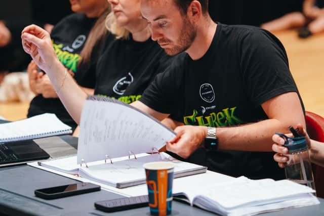 Principal Sam Gibbs and the production team from Performers Theatre Company during rehearsals for Shrek The Musical Jr.
