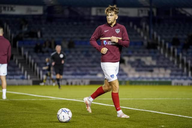 Pompey left-back Harvey Hughes is poised to become the next Academy youngster to make his first-team bow when Crystal Palace under-21s visit in the Papa John's Trophy. Picture: Jason Brown/ProSportsImages