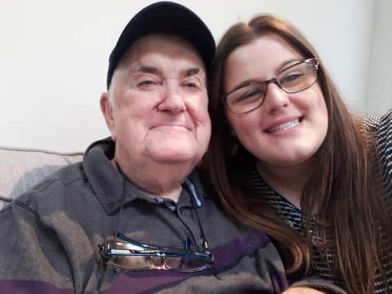 Charley Belcher, 21 from Waterlooville, baked hundreds of cakes to raise money for Alzheimer's Society. Pictured: Charley with her grandad Cyril Clark