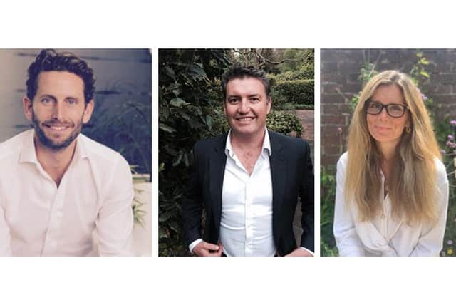Unibeez founders, from left, James Parsons, Chris Keenan and Laura Gilbert