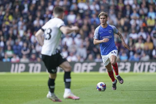 Ryley Towler is revelling in League One playing in front of crowds of 31,734, which were present for Saturday's 1-1 draw at Pride Park. Picture: Jason Brown/ProSportsImages