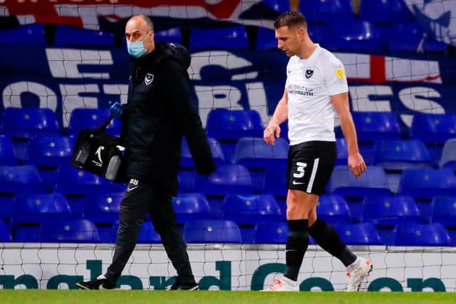 Lee Brown has been absent from Pompey duty since tearing his hamstring at Ipswich earlier this month. Picture: Simon Davies/ProSportsImages