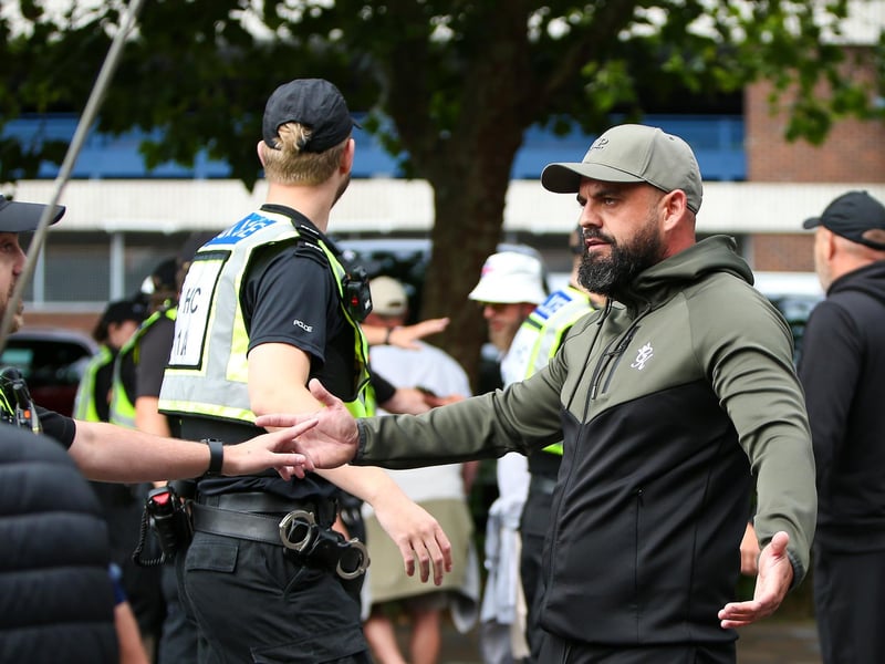 Protestors at Guildhall Square, Portsmouth. Picture: Chris  Moorhouse (030824-50)