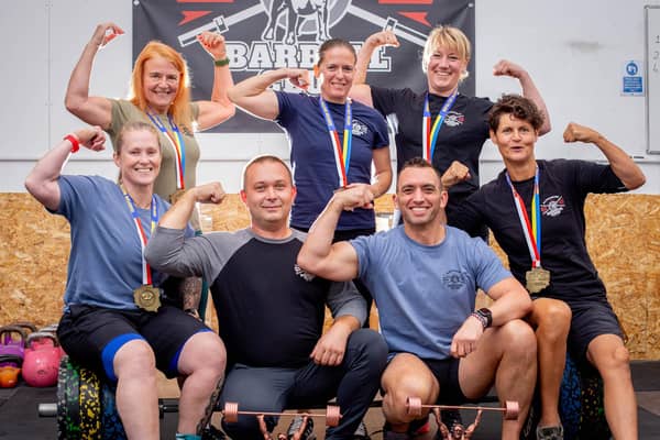 Hampshire Barbell Club members who competed in the European Championships in Poland. Back (from left) Cleo Bellenis, Jo Gilham, Sara Wallace. Front: Lou Herron, Przemek Borak (coach), Roly Brading and Jo MacManus. Picture by Habibur Rahman