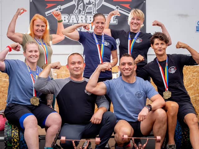 Hampshire Barbell Club members who competed in the European Championships in Poland. Back (from left) Cleo Bellenis, Jo Gilham, Sara Wallace. Front: Lou Herron, Przemek Borak (coach), Roly Brading and Jo MacManus. Picture by Habibur Rahman