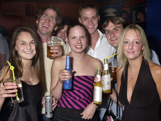 Clubbers enjoying a night out at Bar Bluu in Southsea in the 00s