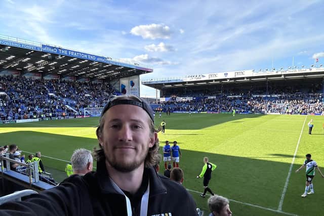 Kyle Mattison, founder of The Padded Seat, at Fratton Park in Portsmouth.