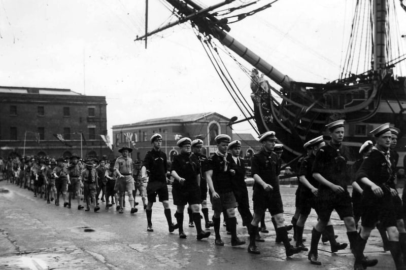 Empire Youth Sunday, May 21, 1950, beside HMS Victory
