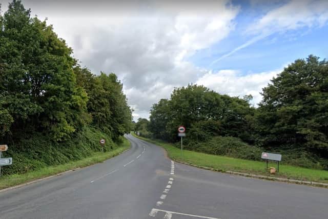 Two cars collided on the sharp bend of Titchfield Lane, near the junction to River Lane, in Fareham yesterday. Picture: Google Street Maps