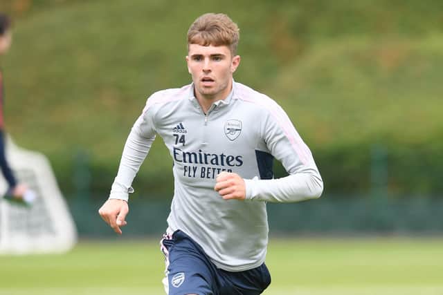 Reported Pompey target Zak Swanson in pre-season training with Arsenal last week    Picture: Stuart MacFarlane/Arsenal FC via Getty Images